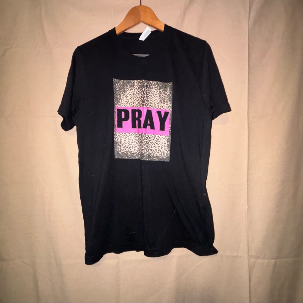 Bella Canvas Black T-Shirt with Animal Print & Pink Graphic
